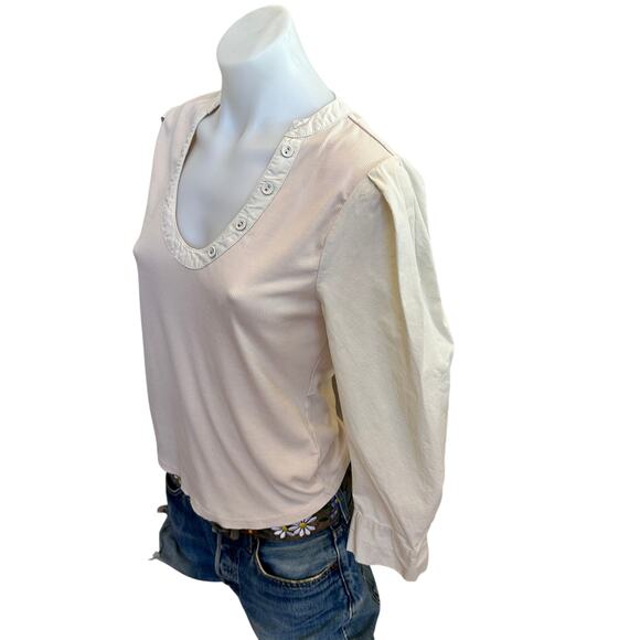 Area Stars Cream Cottage Top MEDIUM Ribbed CottonWestern Designer Weekend $125 - Picture 7 of 10